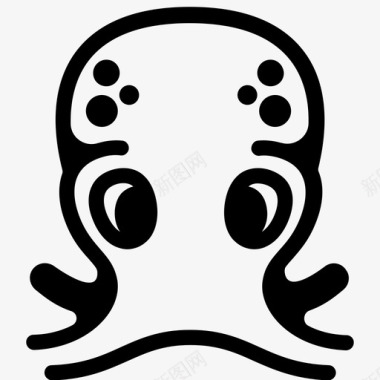 矢量章鱼章鱼脸头足类软体动物图标图标