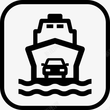 载运汽车运输工具标志的渡轮图标图标