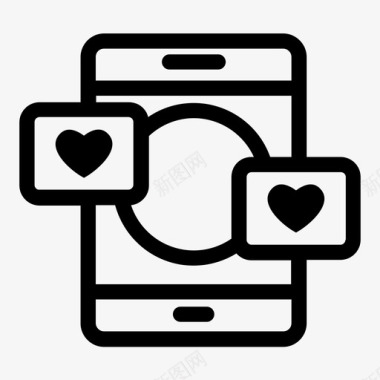 智能手机红心爱情图标图标