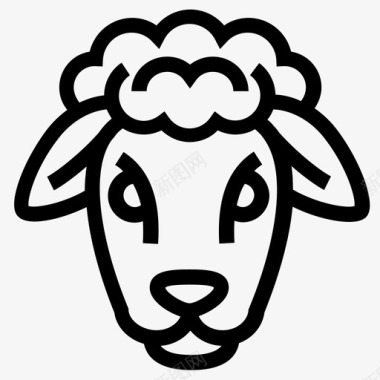 绵羊脸羔羊羊绒图标图标