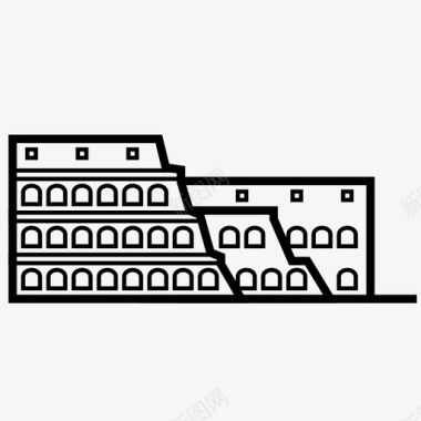 罗马天主教斗兽场建筑角斗士图标图标