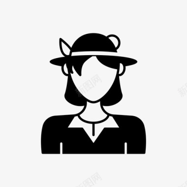 戴帽子的女人化身短发图标图标