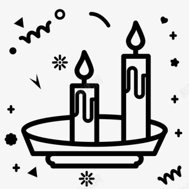新年快乐艺术字蜡烛圣诞新年快乐图标图标
