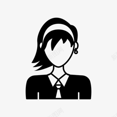 带发带的女孩女人女性图标图标