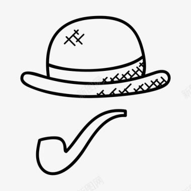 绅士帽子烟斗图标图标