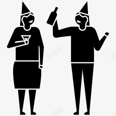 立体人物插图喝酒生日聚会庆祝图标图标