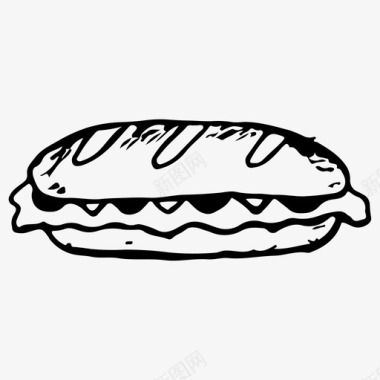 三明治快餐手绘图标图标