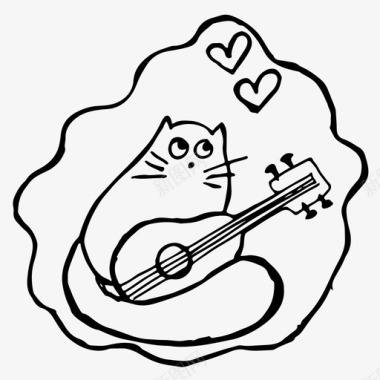 猫爱上了吉他心情人图标图标