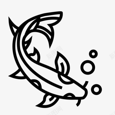 锦鲤鱼美丽游泳图标图标