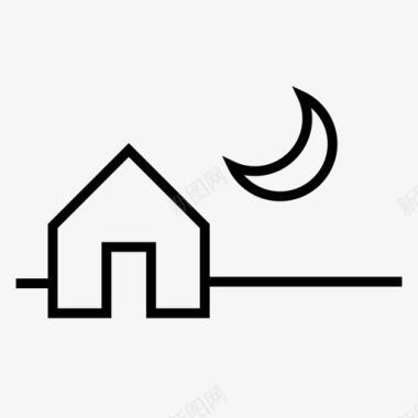 夜晚房子月亮图标图标