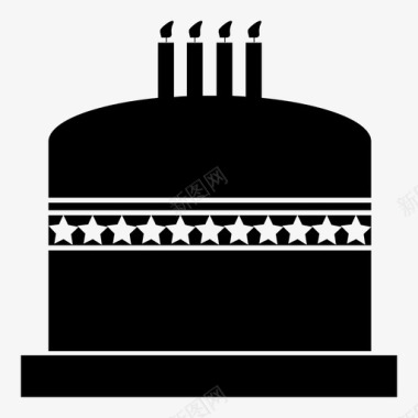 四岁生日蛋糕生日蛋糕四根蜡烛图标图标