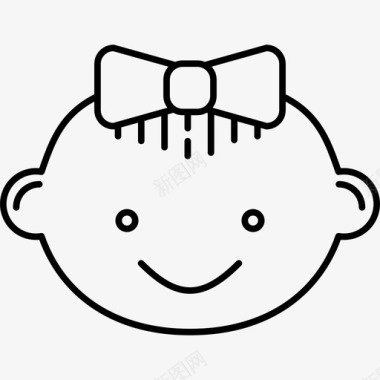 带丝带的女婴婴儿图标套装超薄图标
