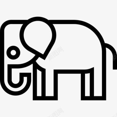 大象朝左动物可爱的动物图标图标