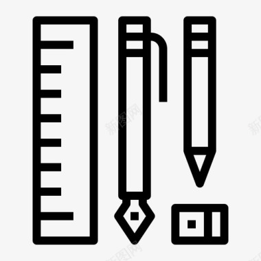 卡通铅笔钢笔文具橡皮擦钢笔图标图标