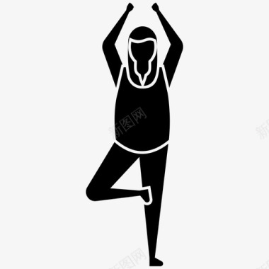 单腿椅瑜伽姿势单腿椅子瑜伽姿势健身运动图标图标