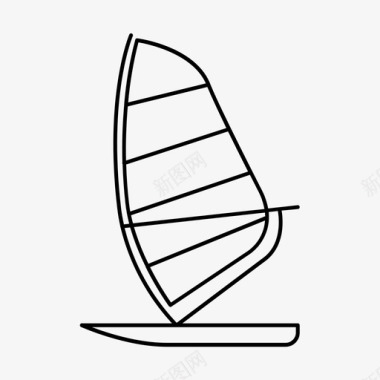 风帆冲浪船休闲图标图标