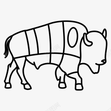 水牛计划图牛肉切块屠宰图标图标