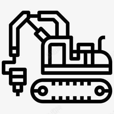 锤式挖掘机建筑施工车图标图标