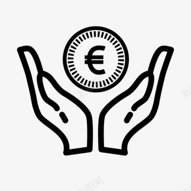 欧元手拿着钱省钱图标图标