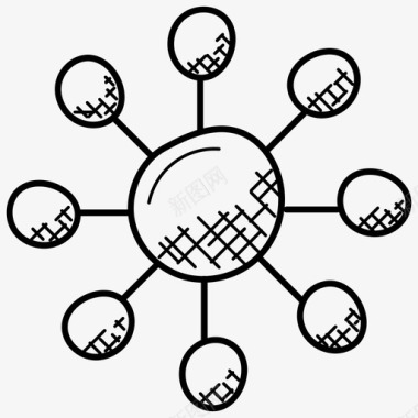 涂鸦设计社交连接通信网络连接图标图标