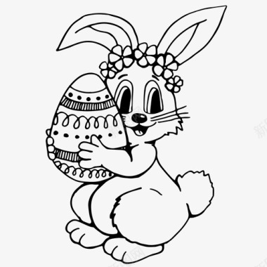 节日标志复活节兔子复活节彩蛋宗教图标图标