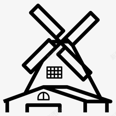 风车荷兰旅游图标图标