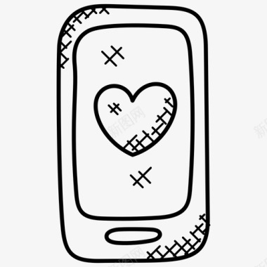 心形壁纸智能手机爱情和浪漫涂鸦图标图标