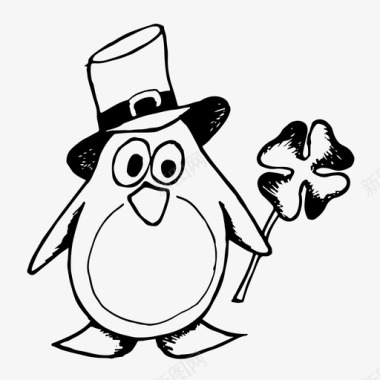 企鹅有三叶草小妖精帽子三叶草图标图标