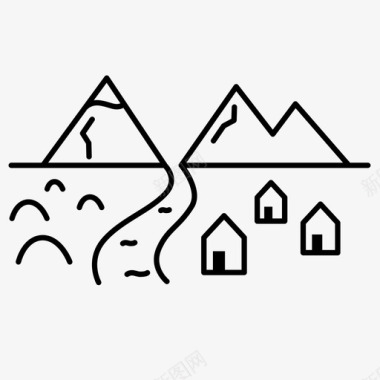 山地平线房子图标图标