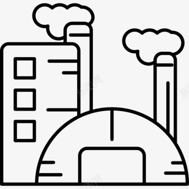 工厂的烟囱工厂有两个烟囱超薄图标图标