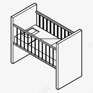 粉红婴儿床婴儿床卧室放松图标图标