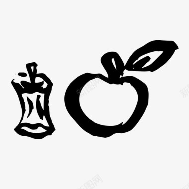 苹果核食物手绘图标图标