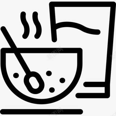 新鲜烹饪餐咖啡和早餐直系图标图标