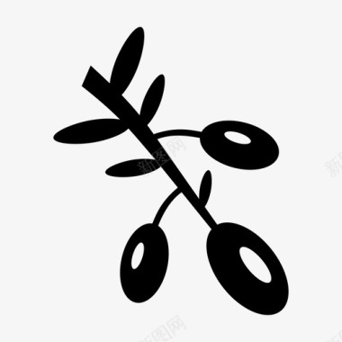 杉树枝橄榄树枝水果图标图标