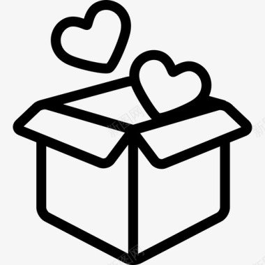 心形盒子打开有两个心形形状礼品盒的盒子图标图标