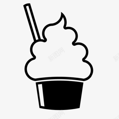 美味的酸奶冰淇淋圣代冰淇淋图标图标