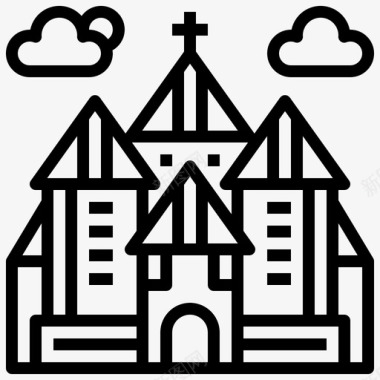 教堂建筑城市元素图标图标