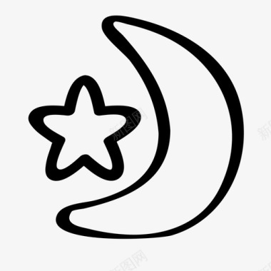 夜晚手绘月亮图标图标
