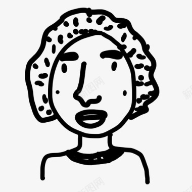 有斑点头发的女人脸手绘图标图标