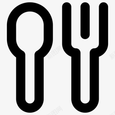 勺子和叉子匙叉必需品系列图标图标
