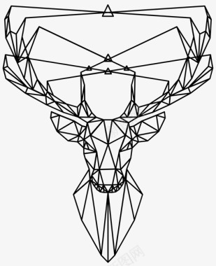 低聚合鹿麋鹿折纸图标图标