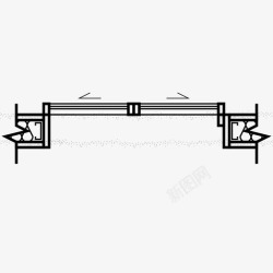 推拉标识自动推拉门建筑详图图标高清图片