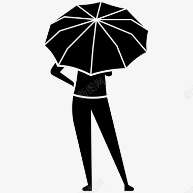女士高跟鞋雨伞下的女人伞下的女人背部姿势图标图标