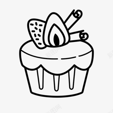 草莓和巧克力卷纸杯蛋糕甜点纸杯蛋糕图标图标