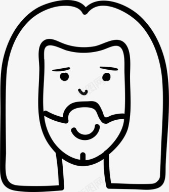 长发脸男人胡子长发图标图标