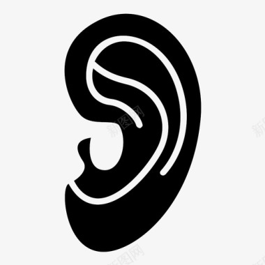 耳朵生物学听力图标图标