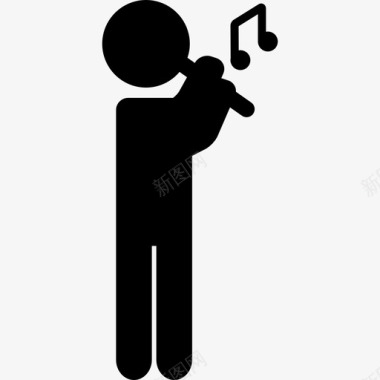 吹长笛音乐动作的人图标图标