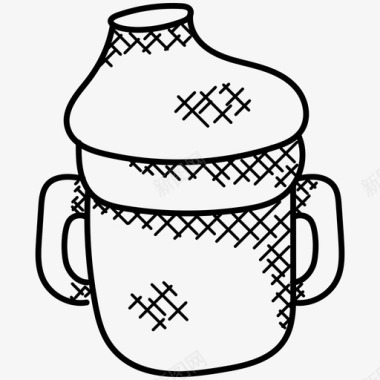 儿童涂鸦吸管杯瓶子容器图标图标