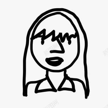 有刘海和长发的女人有刘海和长头发的女人脸图标图标