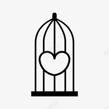 浪漫的情人节贺卡鸟笼可爱爱情图标图标